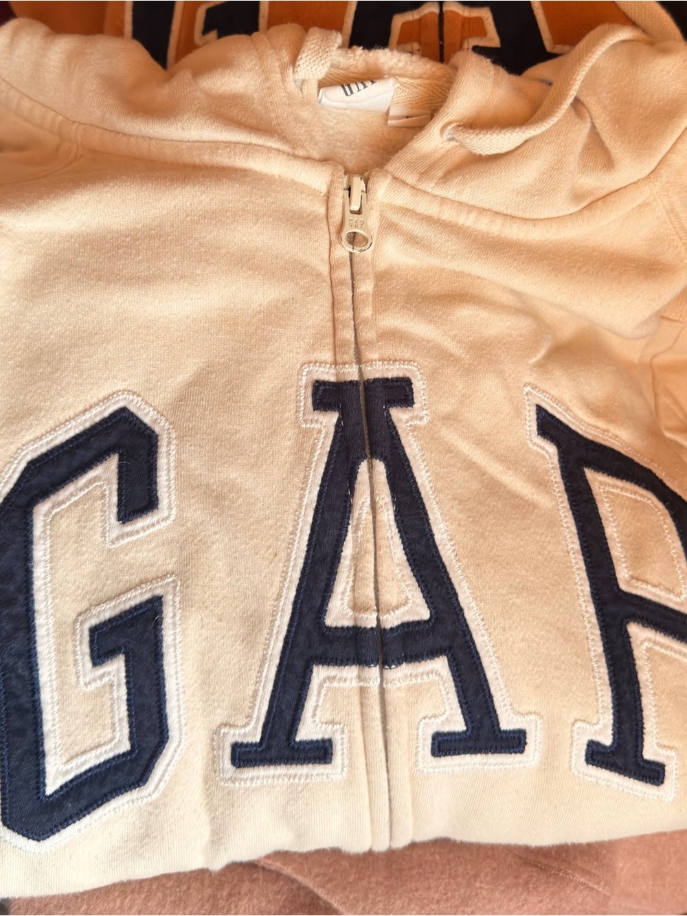 GAP Cream Hoodie with Navy Lettering